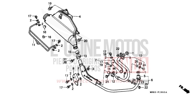 EXHAUST MUFFLER for Africa Twin SHASTA WHITE (NH138H) from 1989